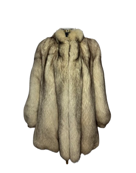 Cappotto Vintage in Pelliccia di Volpe della Groenlandia Argentata