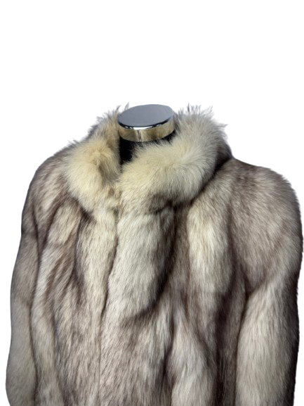 Cappotto Vintage in Pelliccia di Volpe della Groenlandia Argentata