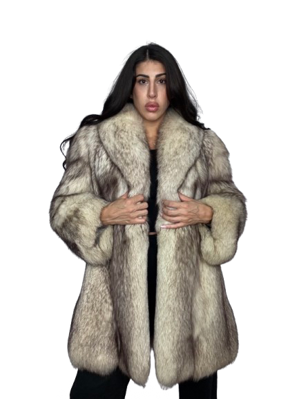 Cappotto Vintage in Pelliccia di Volpe della Groenlandia Naturale