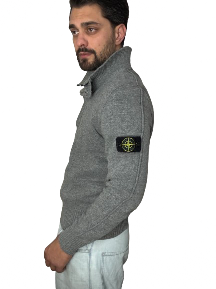 Maglione collo bottoni Stone Island grigio