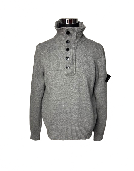 Maglione collo bottoni Stone Island grigio