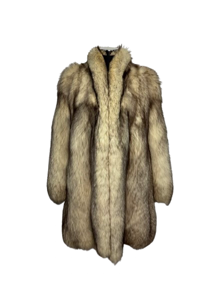 Cappotto Vintage in Pelliccia di Volpe della Groenlandia Crema