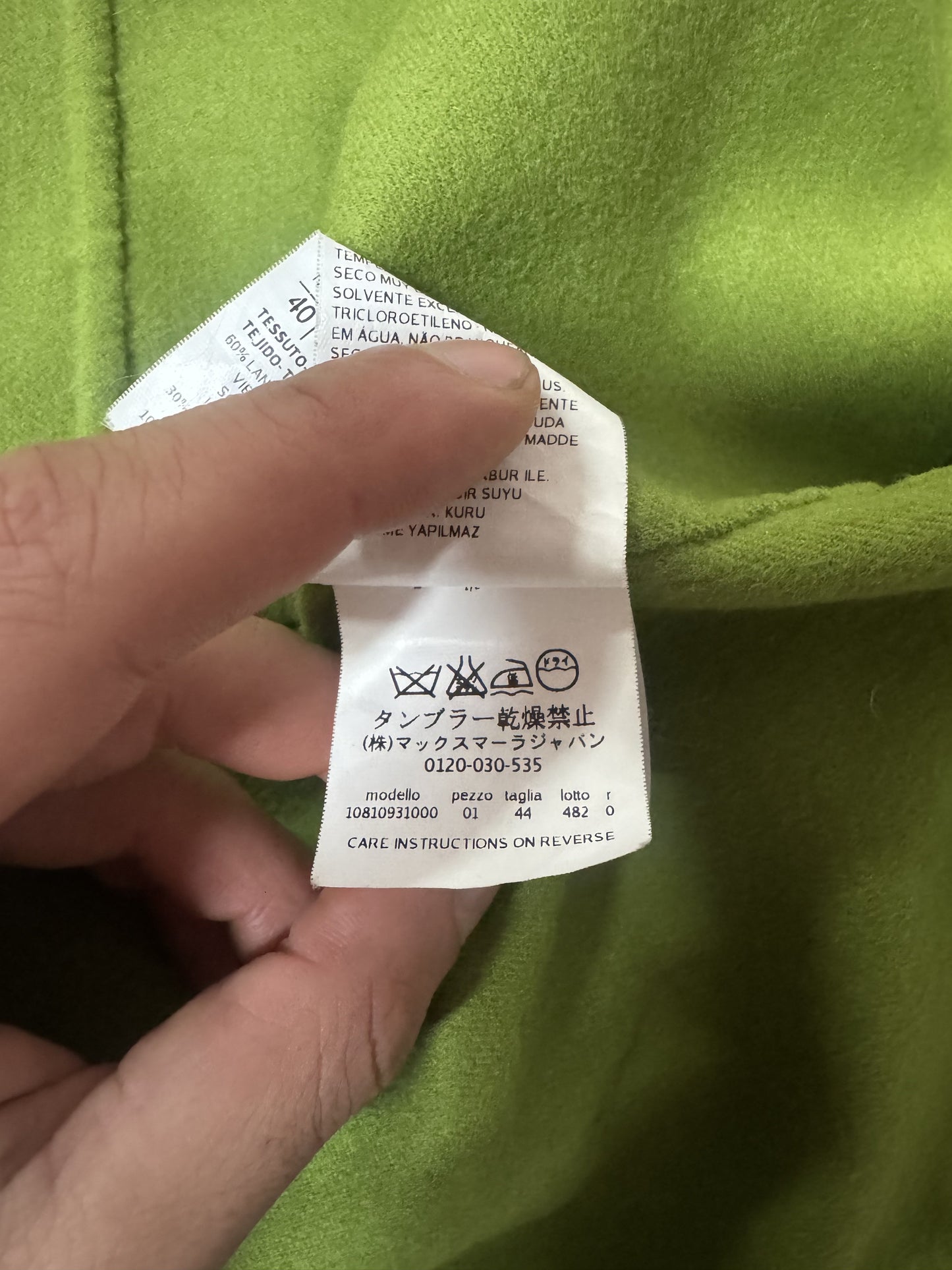 Cappotto Max Mara Verde Mela in Lana e Angora