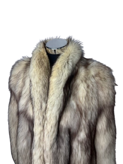 Cappotto Vintage in Pelliccia di Volpe della Groenlandia Crema