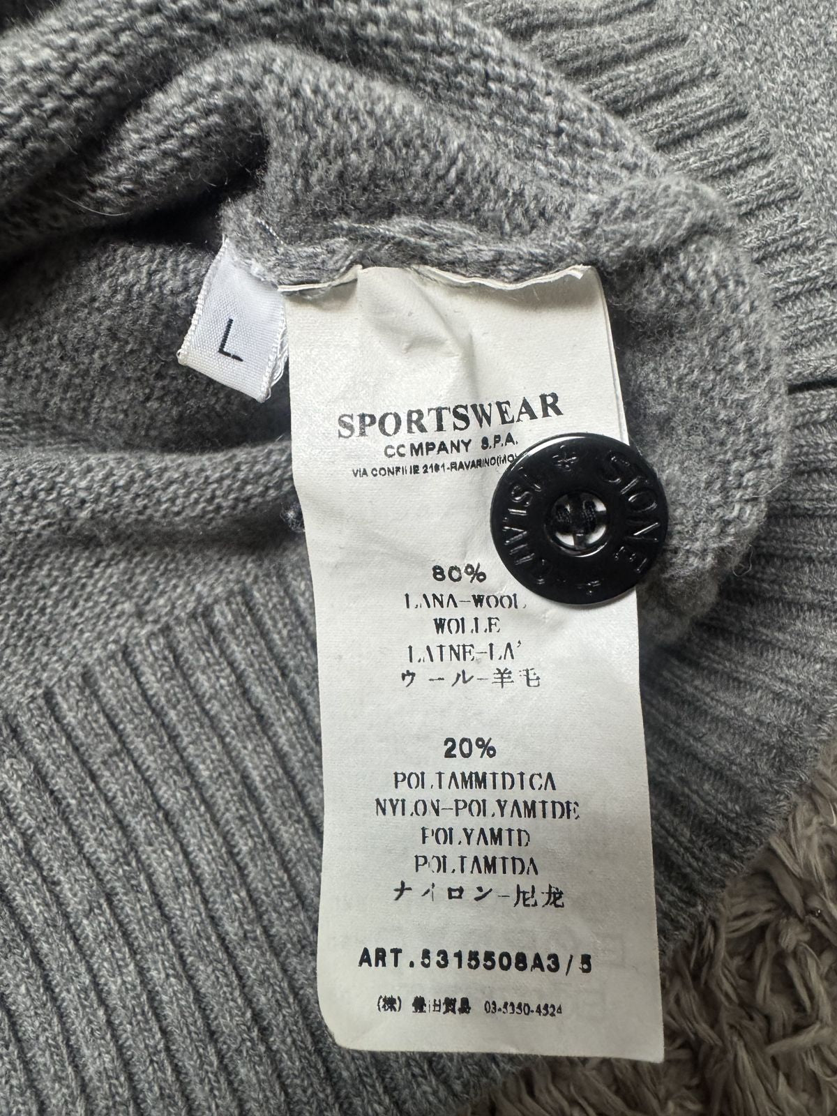 Maglione collo bottoni Stone Island grigio