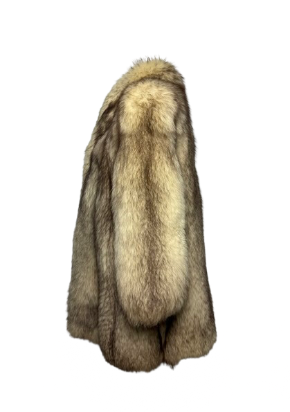 Cappotto Vintage in Pelliccia di Volpe della Groenlandia Crema
