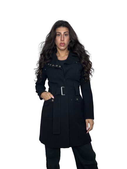 Cappotto Versace Jeans Couture Nero con Cintura