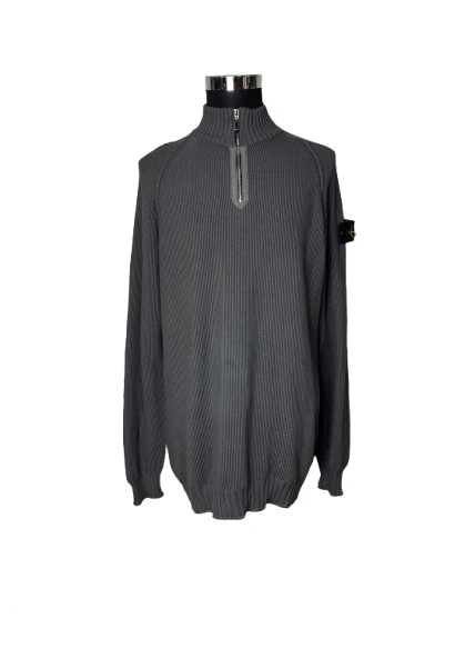 Maglione mezza zip Stone Island grigio