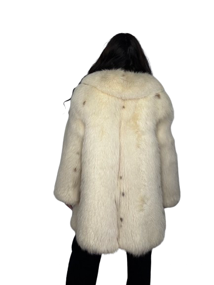 Cappotto Vintage in Pelliccia di Volpe Bianca Linciata