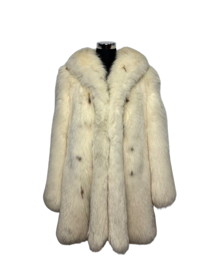 Cappotto Vintage in Pelliccia di Volpe Bianca Linciata