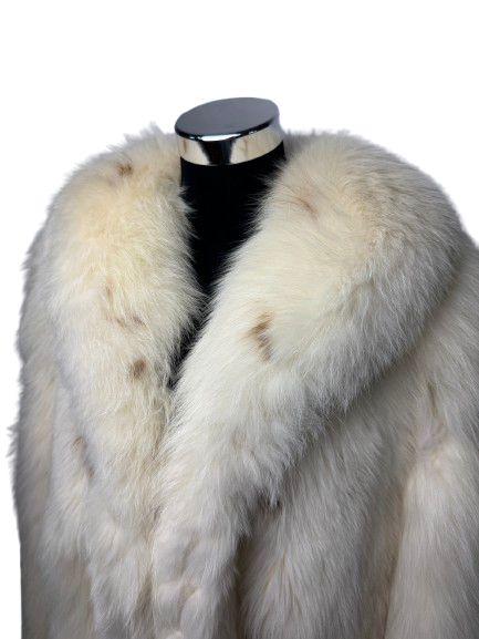 Cappotto Vintage in Pelliccia di Volpe Bianca Linciata