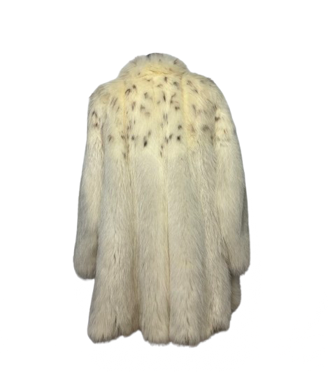 Cappotto Vintage in Pelliccia di Volpe Bianca Linciata Avorio