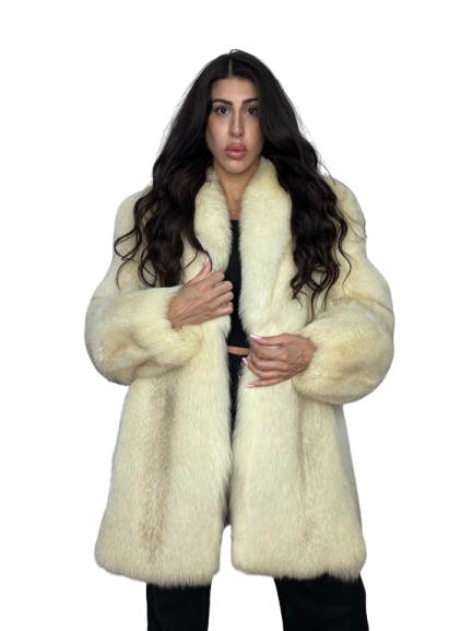 Cappotto Vintage in Pelliccia di Volpe Bianca