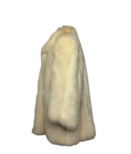 Cappotto Vintage in Pelliccia di Volpe Bianca Panna
