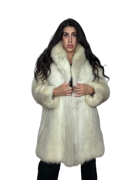 Cappotto Vintage in Pelliccia di Volpe Bianca Shadow