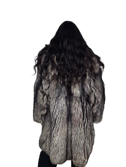 Cappotto Vintage in Pelliccia di Volpe Argentata Platino