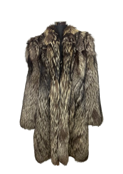 Cappotto Vintage in Pelliccia di Volpe Argentata Platino