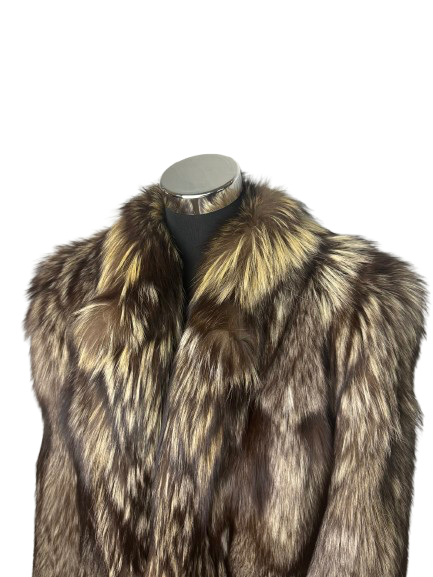 Cappotto Vintage in Pelliccia di Volpe Argentata Platino