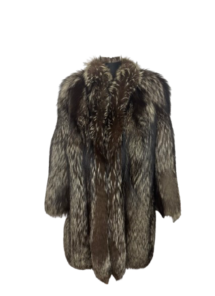 Cappotto Vintage in Pelliccia di Volpe Argentata Smoke