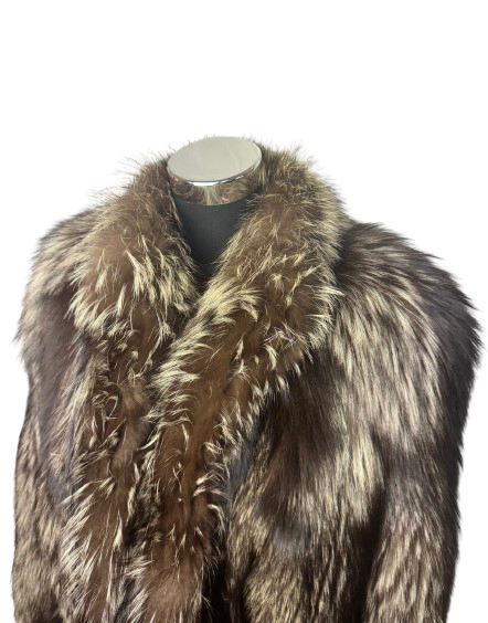 Cappotto Vintage in Pelliccia di Volpe Argentata Smoke