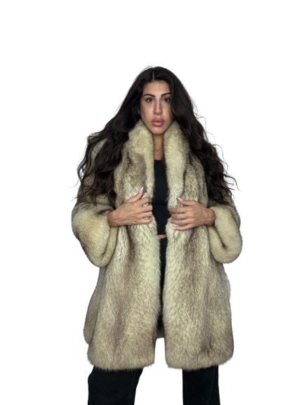 Cappotto Vintage in Pelliccia di Volpe di Groenlandia