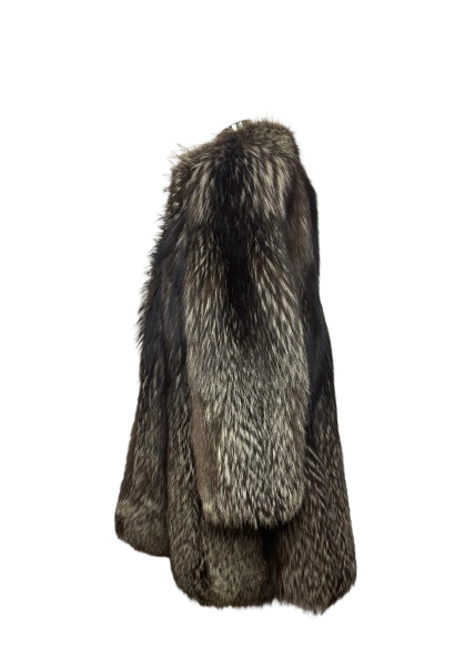 Cappotto Vintage in Pelliccia di Volpe Argentata Smoke